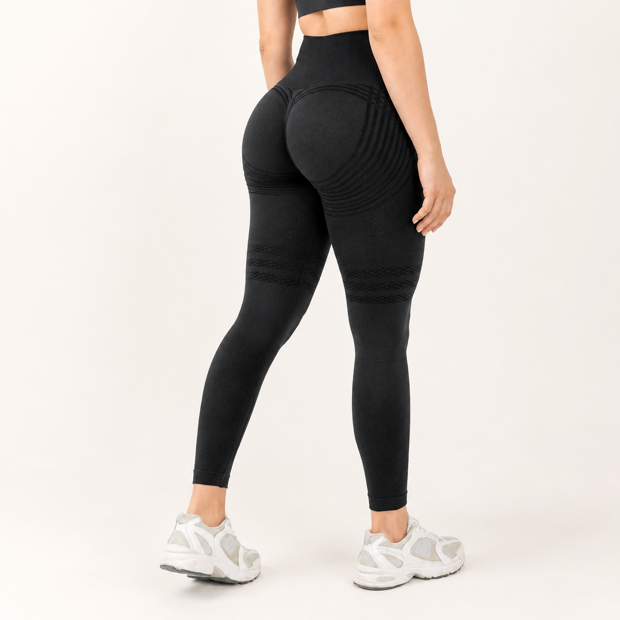 ComfortVorm Legging — achteraanzicht, 3D textuur en hoge taille